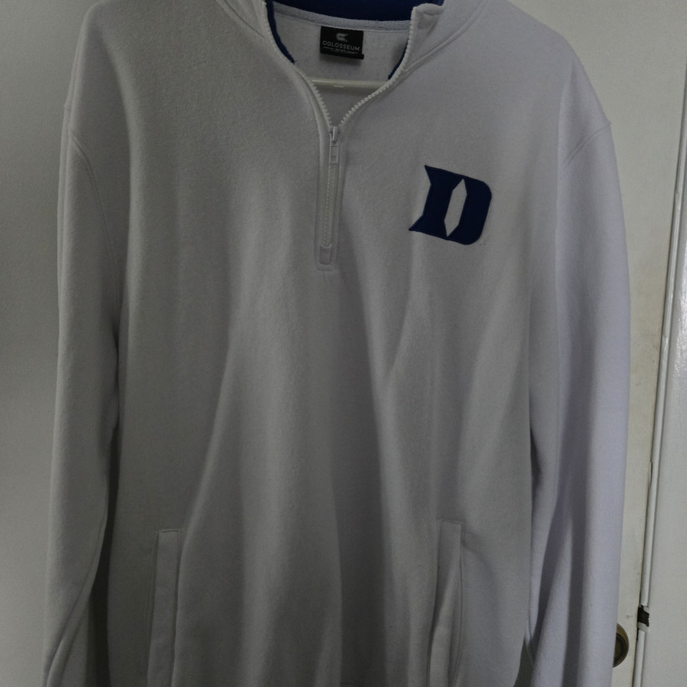 Duke Blue Devils Colosseum White and Blue Quarter-Zip Pullover